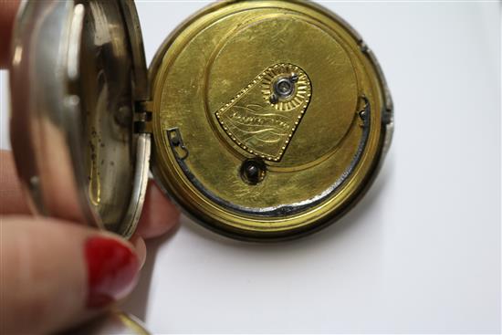 Two 19th century silver pair cased pocket watches, one keyless verge by Bullingford?, London, the other by Watkins, Plymouth.